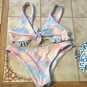 SHEIN Pastel Tie-Dye Bikini Set